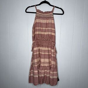 Kopal India Women’s Bira Dress Hand Block Printed Peach Pink Size XS